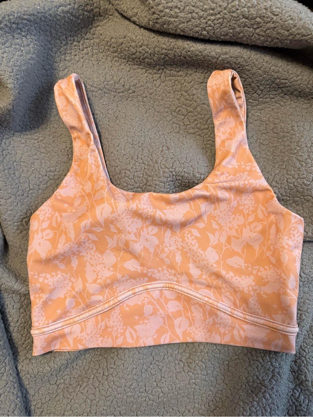 Peach Floral Scoop-Back Sports Bra